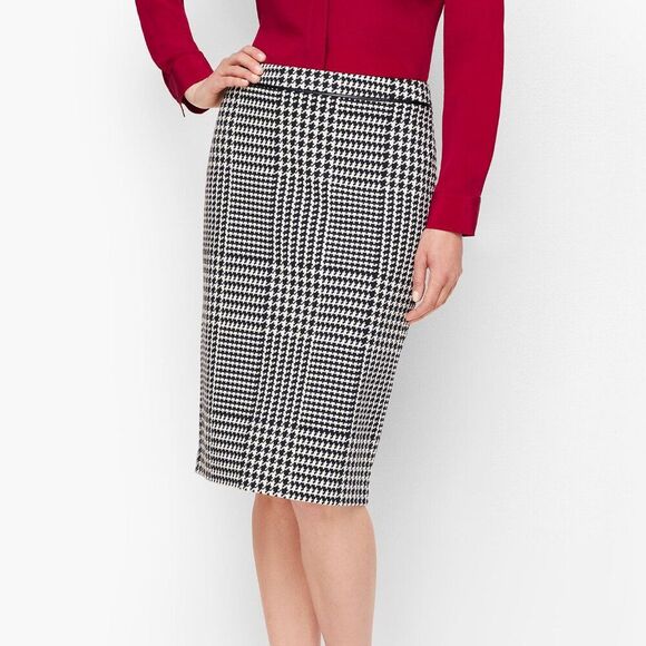 Talbots Houndstooth Skirt Size 14P Classic Ponte Fabric - Picture 1 of 12